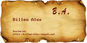 Billes Alex névjegykártya